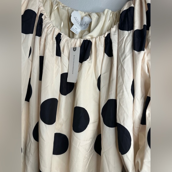 MARE MARE - NWT Off-Shoulder Polka Dot Dress -Black and Cream -measures 35 long - Picture 5 of 5